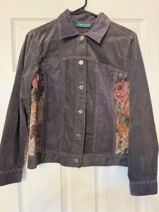 Lemon Grass Jackets & Blazers - Lemon grass grayish/purple Corduroy & Floral Panel Jacket size small
